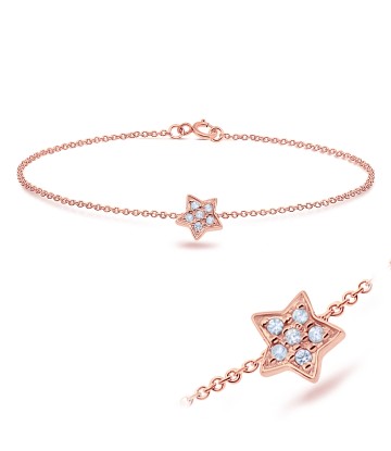 Rose Gold Plated Sparking Star Silver Anklet ANK-326-RO-GP